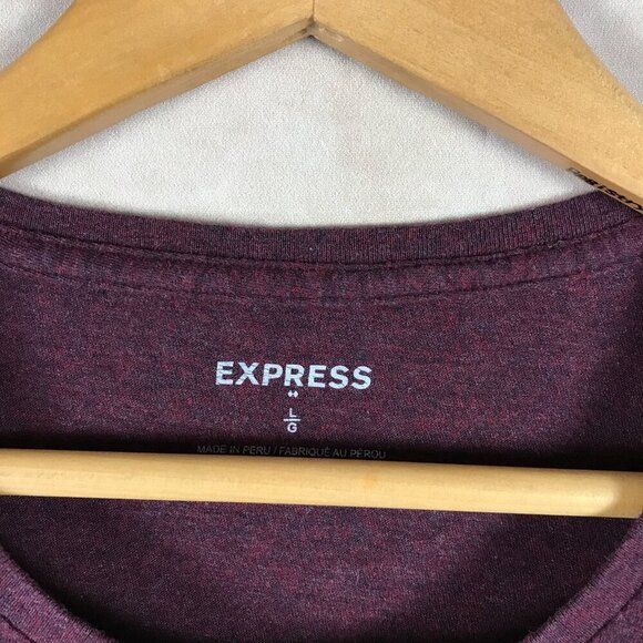 Men's EXPRESS Wine Heather Logo T-shirt Size Large - Picture 5 of 5